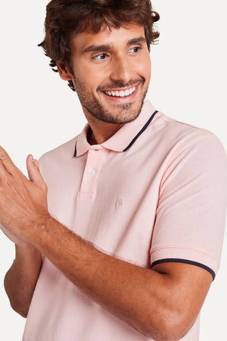 POLO MAS MC FRISOS SIMPLES ROSA