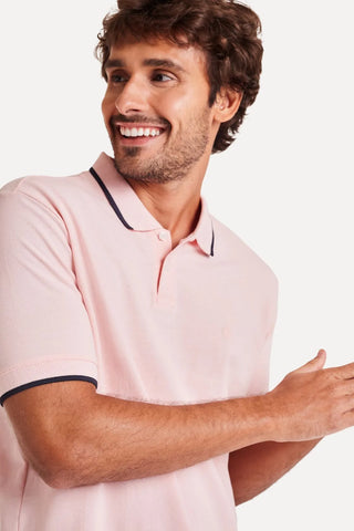 POLO MAS MC FRISOS SIMPLES ROSA