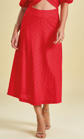 SAIA LONGA PLANO LINEN FLORAL LIBERTY VERMELHO