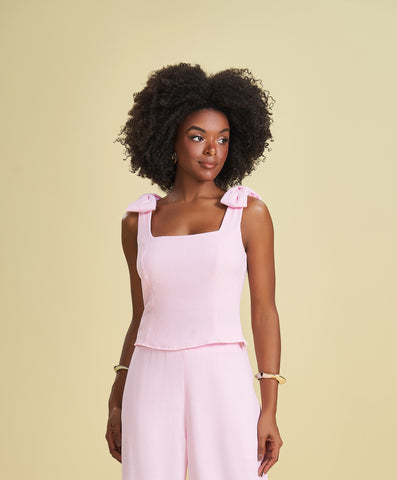 BLUSA ALCA VISCOSE FLAME LINEN ROSA QUARTZ