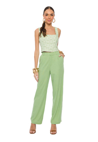 TOP DE ALCA EM PLANO LINEN EST LEQUE VERDE BAMBU