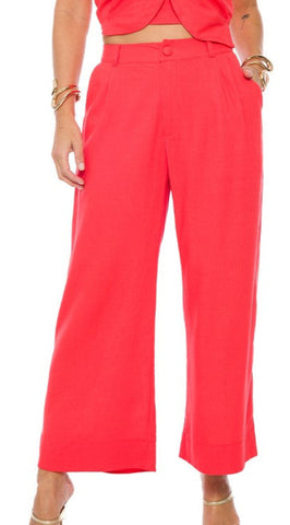 CALCA FEM EM PLANO LINEN VERMELHO PITANGA