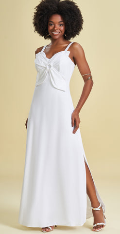 VESTIDO LONGO DE ALCA EM PLANO LINEN BRANCO