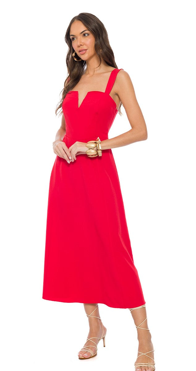 VESTIDO MIDI ALCA ALFAITARIA COMFY VERMELHO