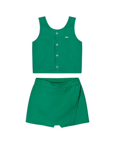 CONJUNTO FEM REG E SHORT SAIA TRICOLINE VERDE BANDEIRA