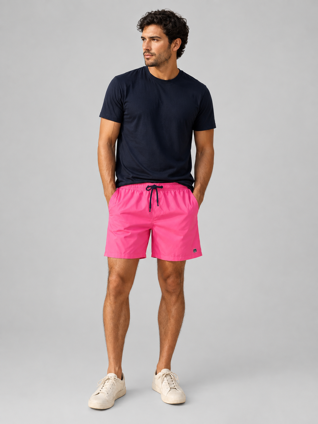 SHORT TACTEL MASC LISO JAIAL PINK/MARINHO