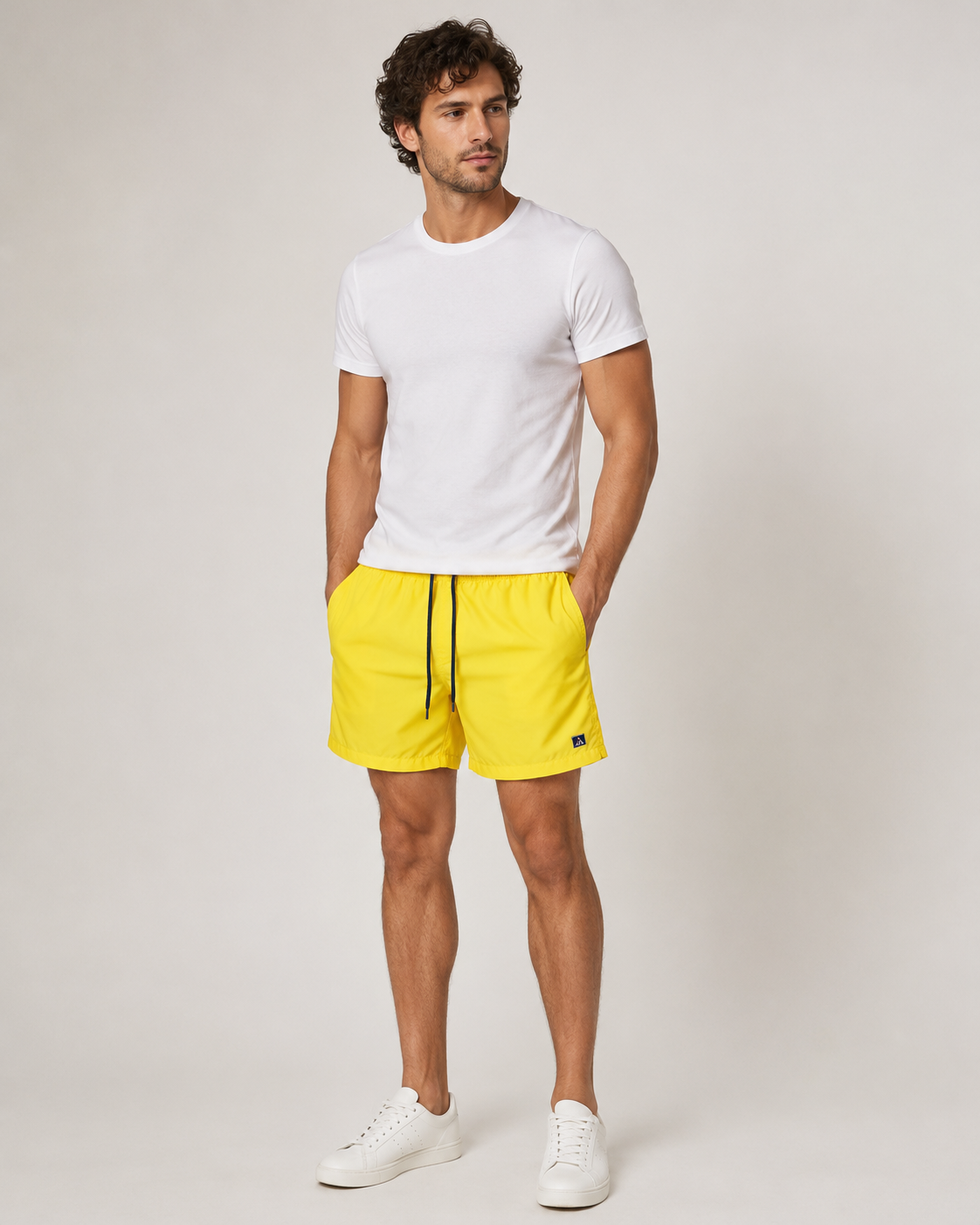 SHORT TACTEL MASC LISO JAIAL AMARELO/MARINHO