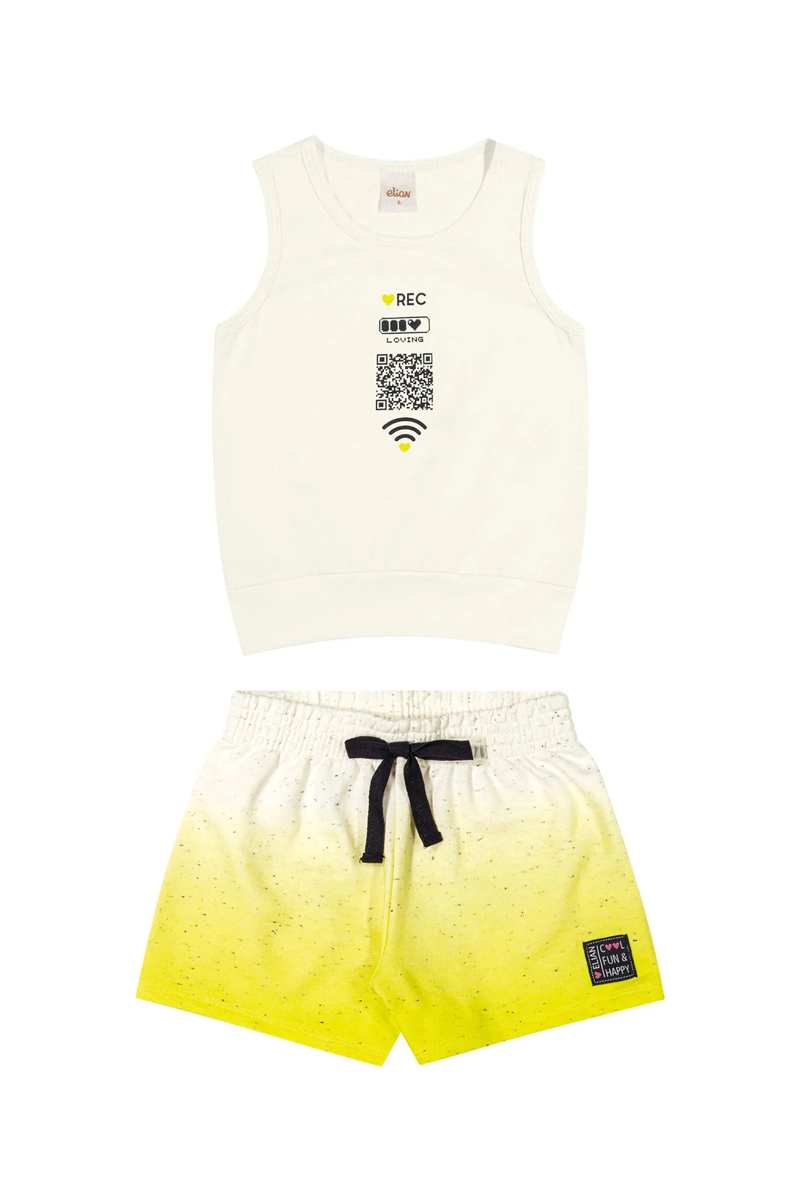 CONJ FEM REG WI FI E SHORT MLT BOTONE OFF WHITE