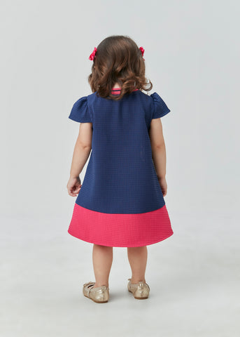 VESTIDO JUMPER JACQUARD C BARRADO CONT MARINHO