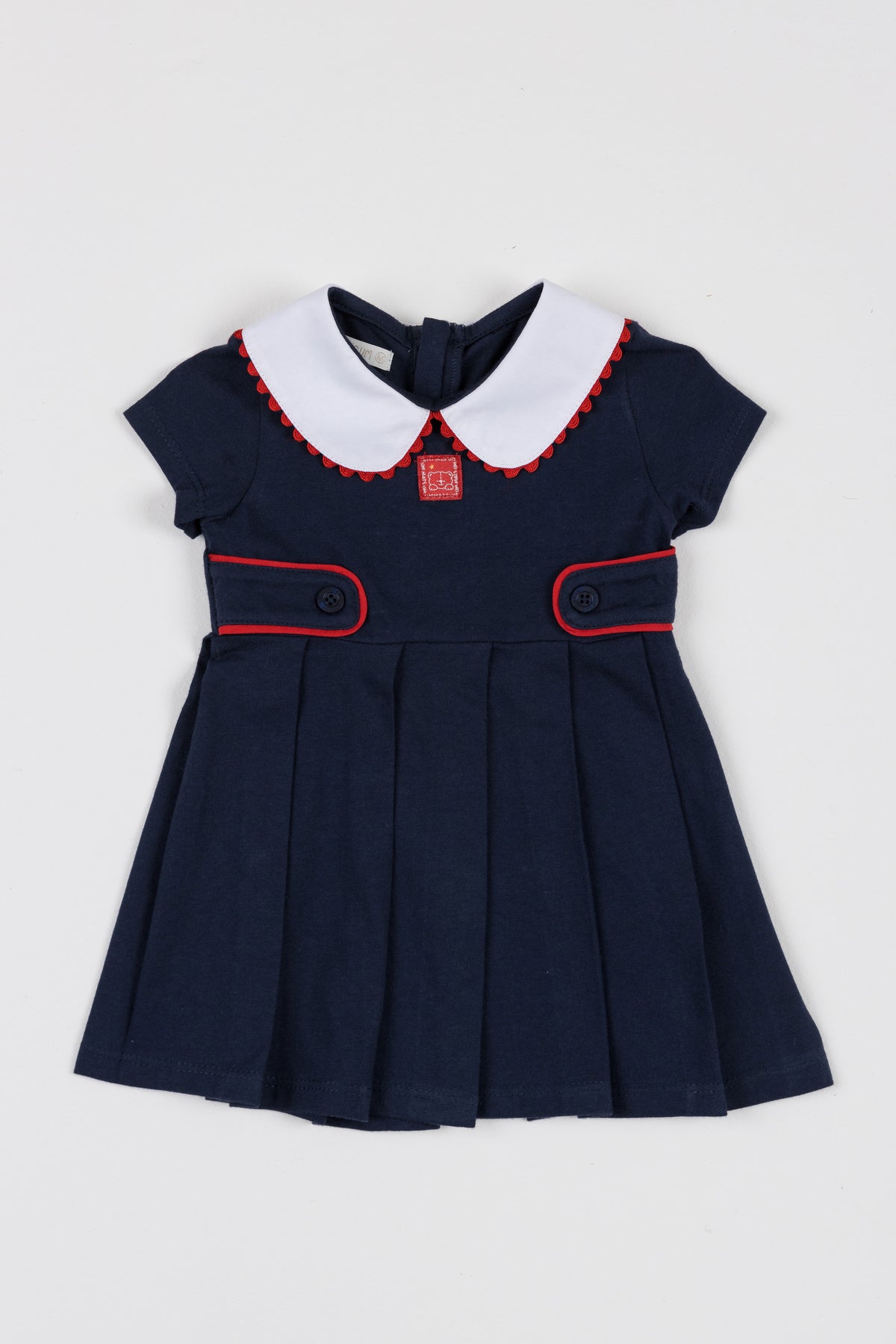 VESTIDO MALHA PREGAS E VIVOS CONTRAST MARINHO