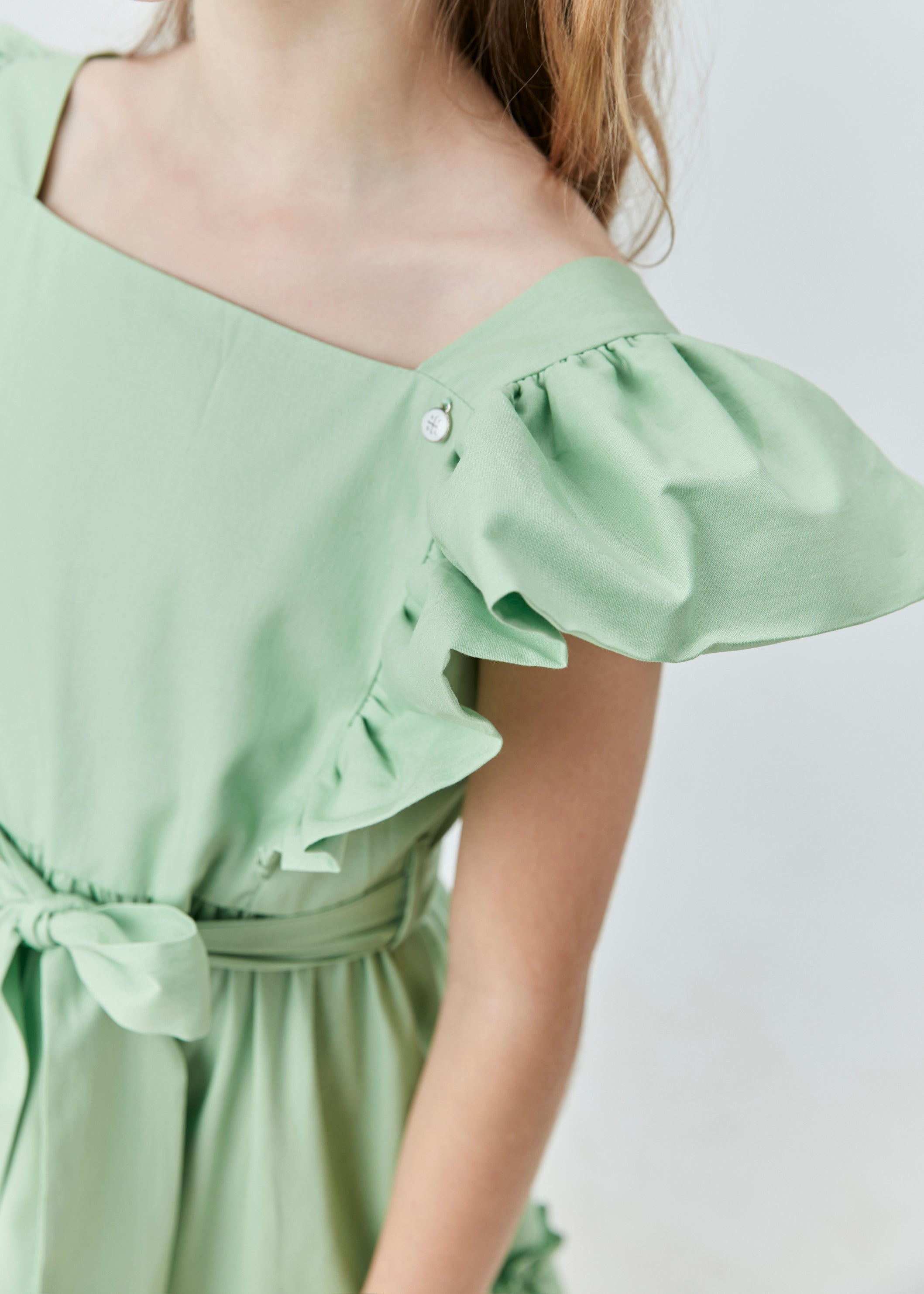VESTIDO MIDI EM TRICOLINE VERDE CLARO