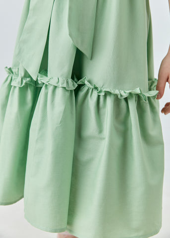 VESTIDO MIDI EM TRICOLINE VERDE CLARO