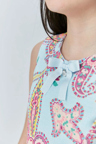 VESTIDO EM LINHO ESTAMPADO AZUL CLARO