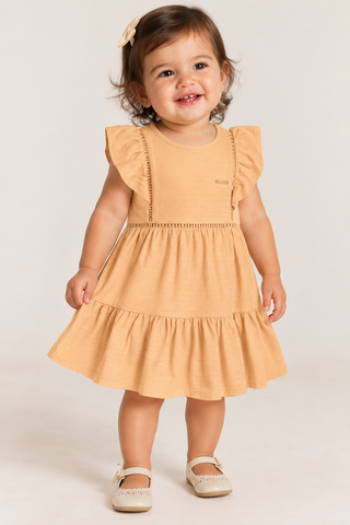 VESTIDO MALHA TEXTURIZADA WIND DET AVIAM LARANJA