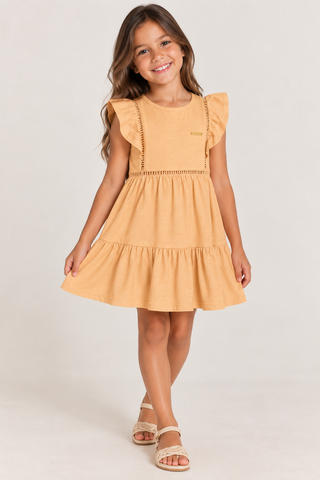 VESTIDO MALHA TEXTURIZADA WIND DET AVIAM LARANJA