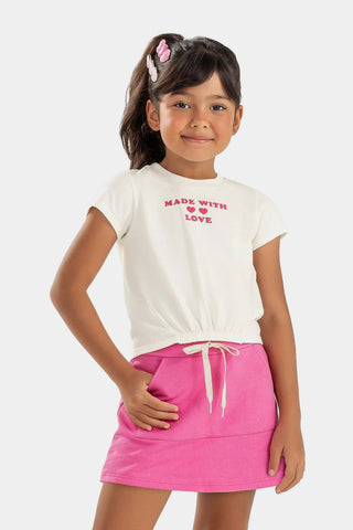 CONJ FEM BL MADE E SHORT SAIA MLT S FELP OFF WHITE