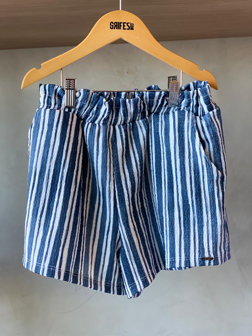 CONJ FEM JUV REG E SHORT TEXTUR LISTRADO MARINHO