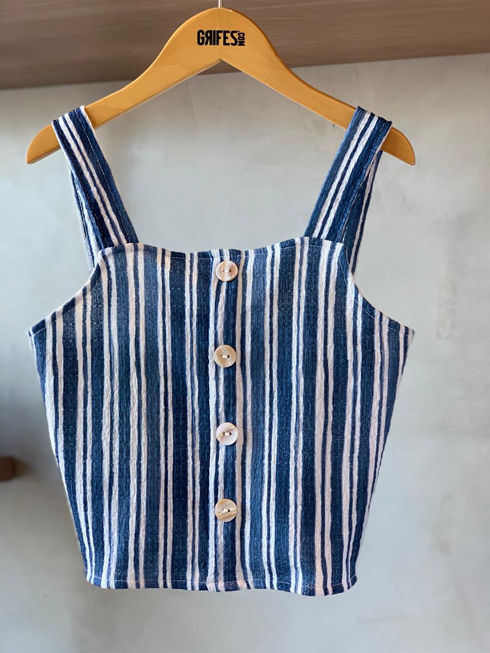 CONJ FEM JUV REG E SHORT TEXTUR LISTRADO MARINHO