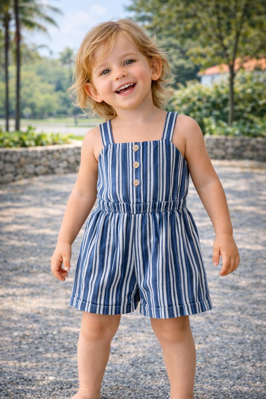 CONJ FEM JUV REG E SHORT TEXTUR LISTRADO MARINHO