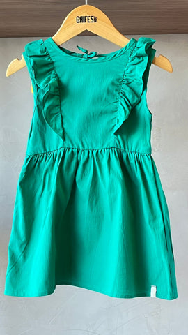 VESTIDO EM TRICOLINE DET BAB FRENTE VERDE