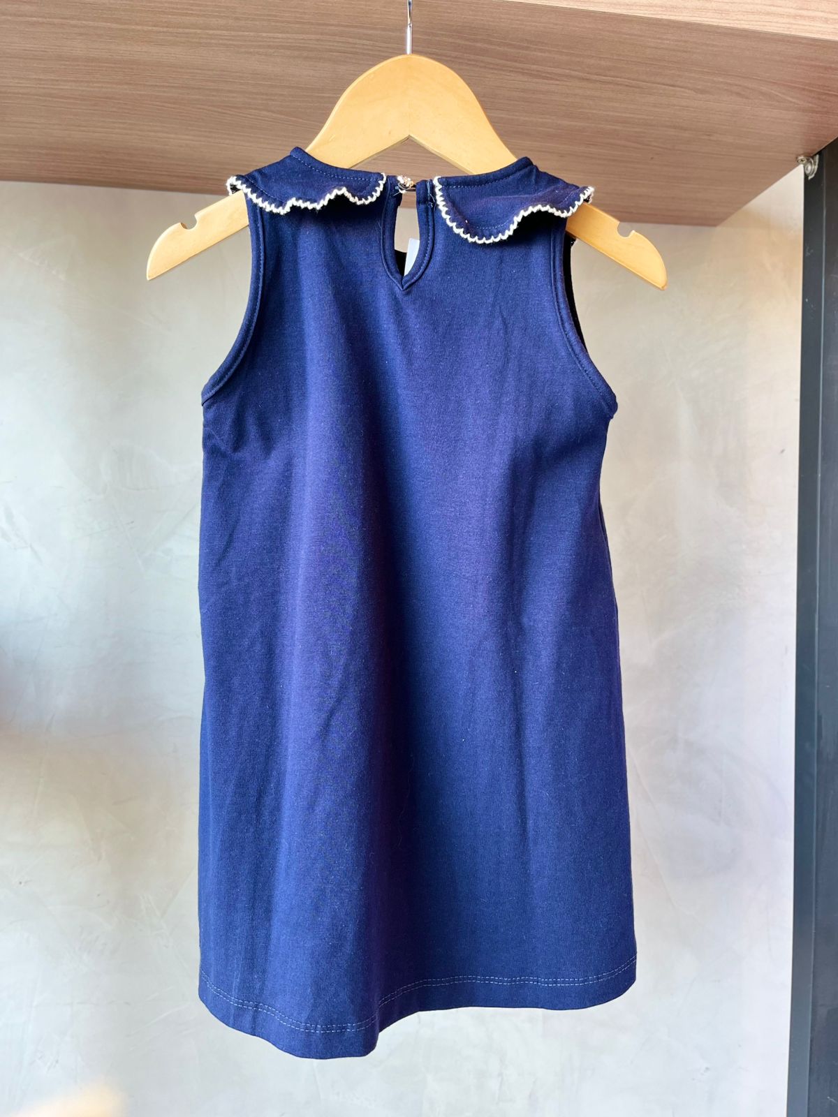 VESTIDO COTTON GOLA BAB FLOR E BOLSOS MARINHO