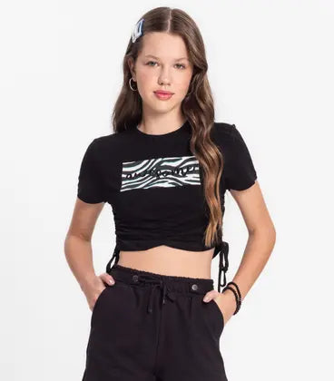 BLUSA FEM JUV VISCOTORCION DET ELAST PRETO
