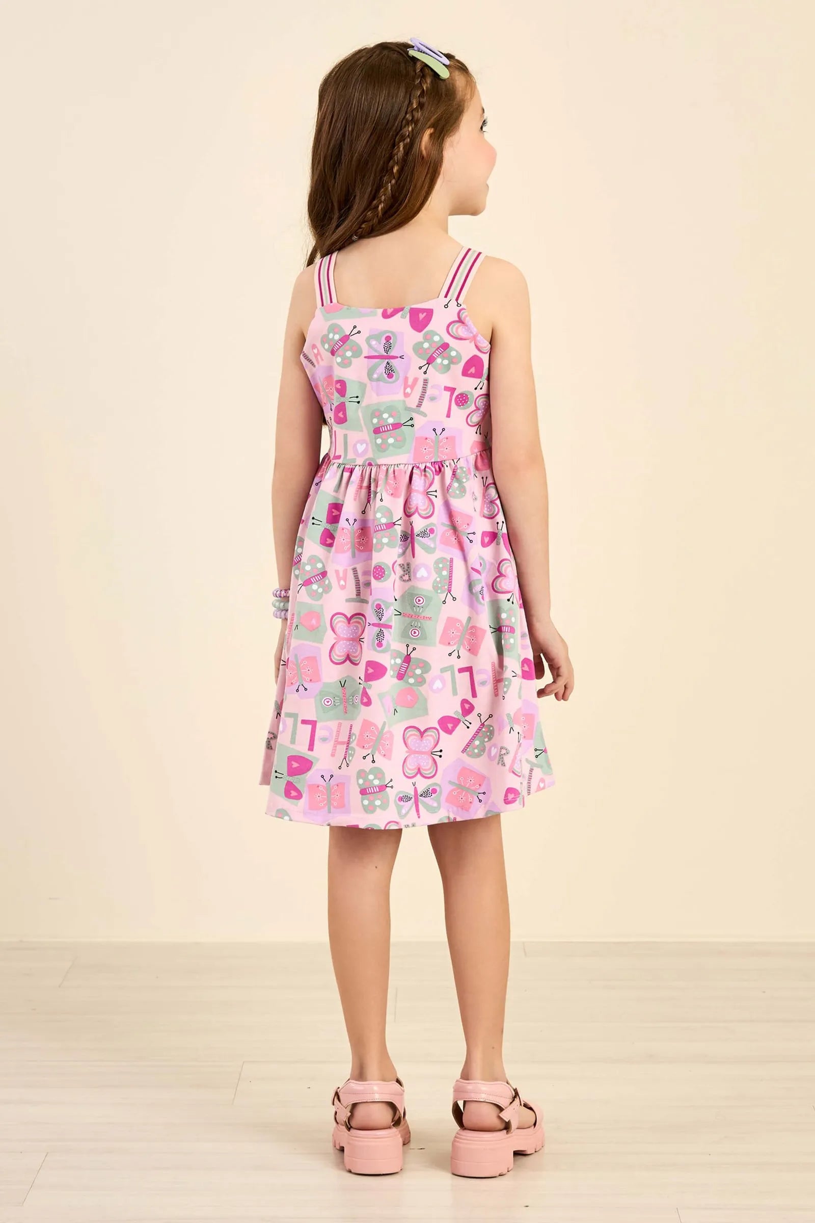 VESTIDO ALCA ELAST EST BORBOLETAS LILAS CLARO