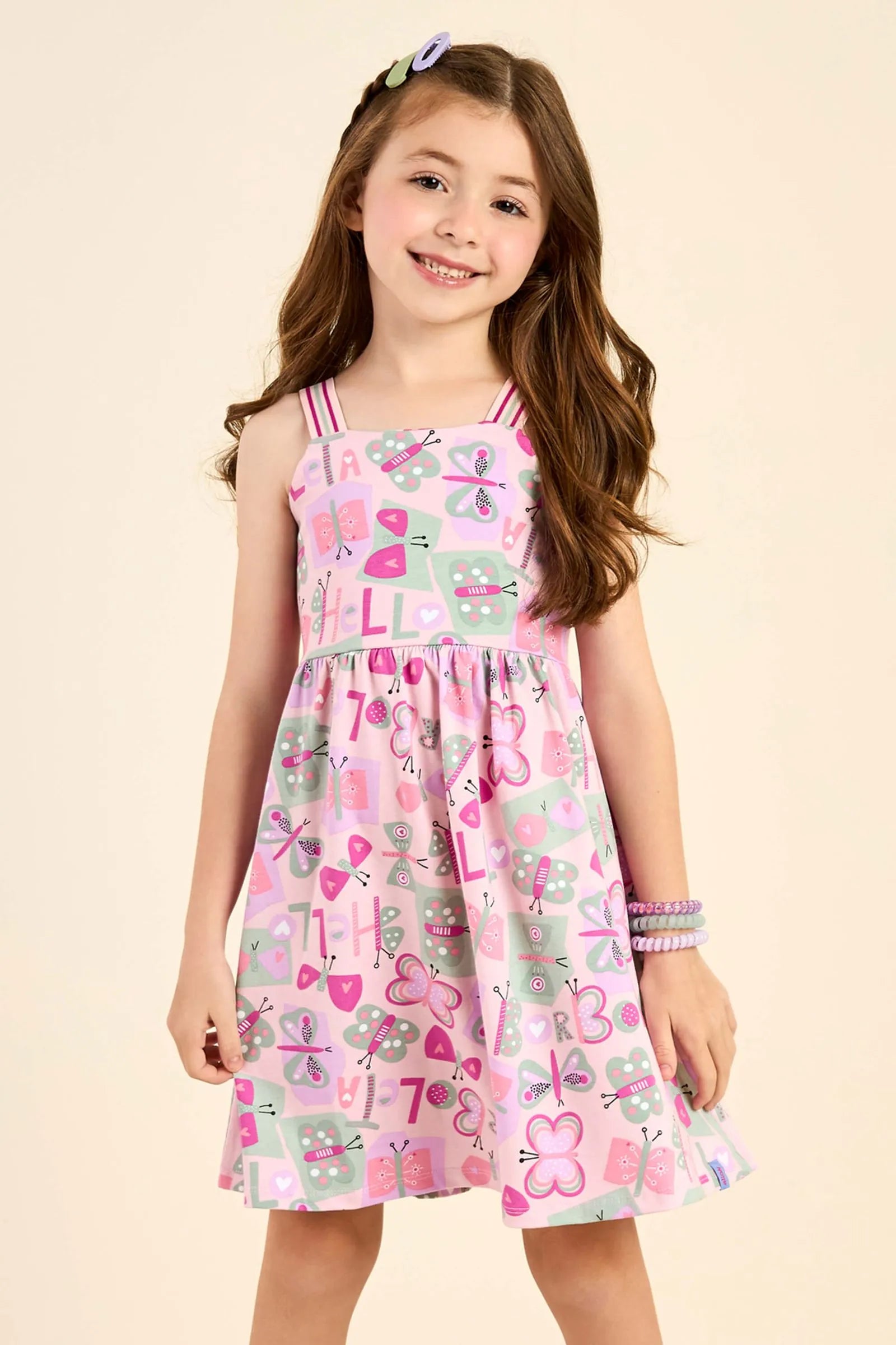 VESTIDO ALCA ELAST EST BORBOLETAS LILAS CLARO