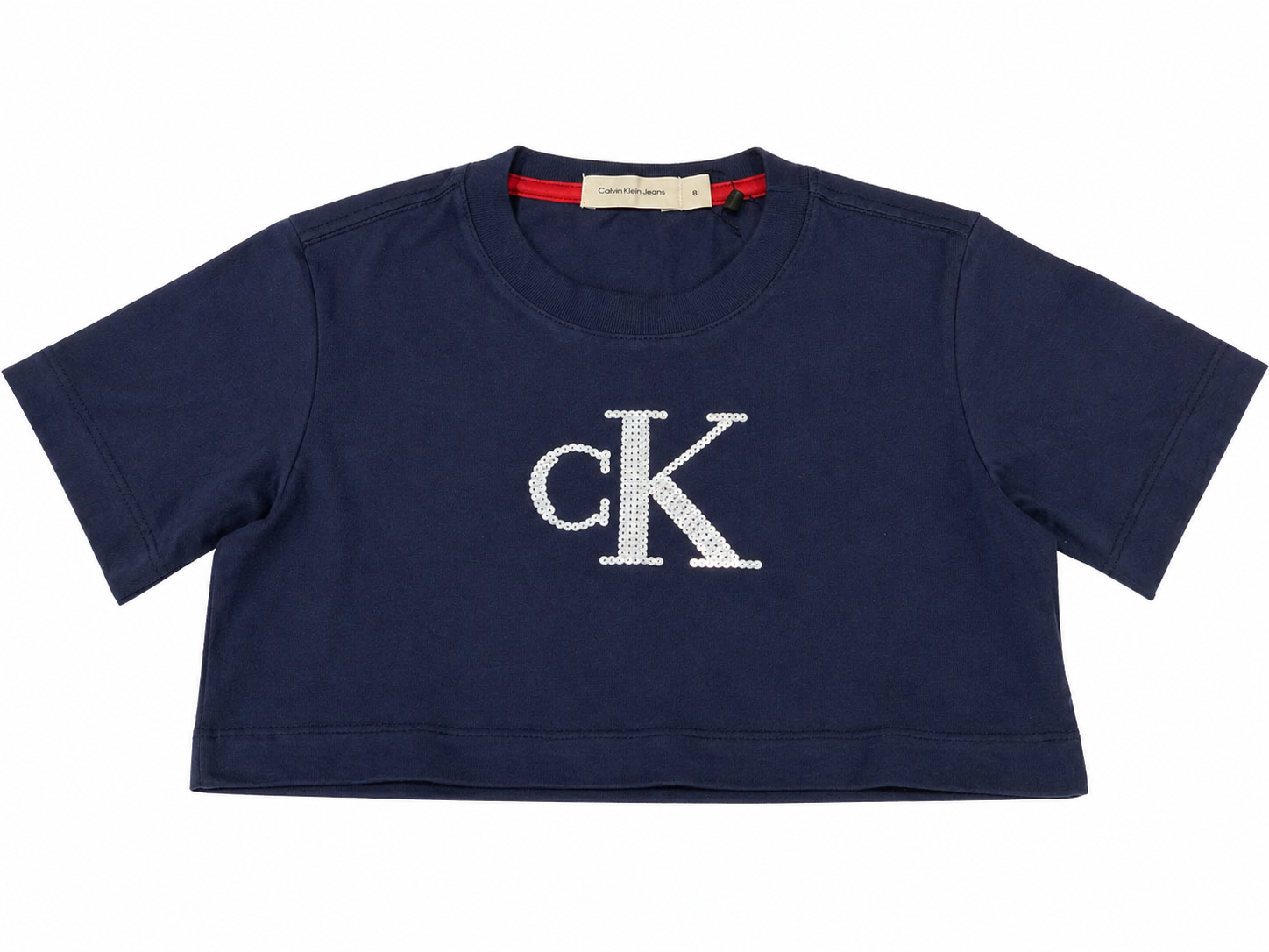 BLUSA MC CKJ KIDS LOGO PAETE MARINHO
