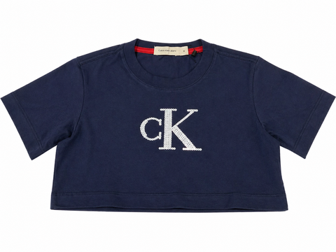 BLUSA MC CKJ KIDS LOGO PAETE MARINHO
