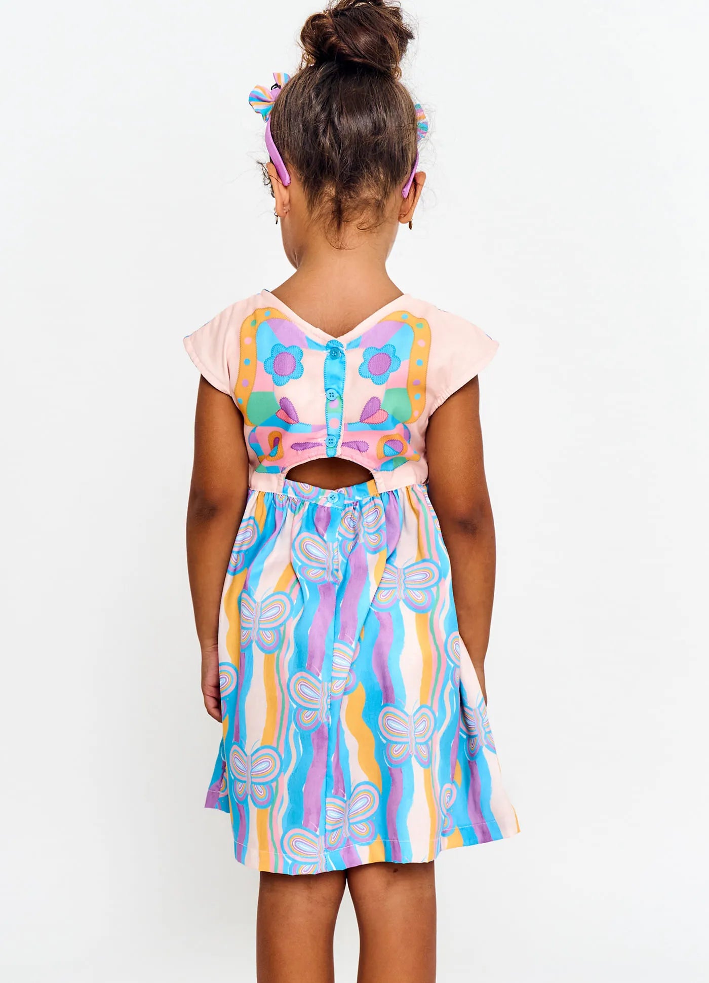 VESTIDO NAS ONDAS DO CEU EST BORCOLETAS AZUL/ROXO