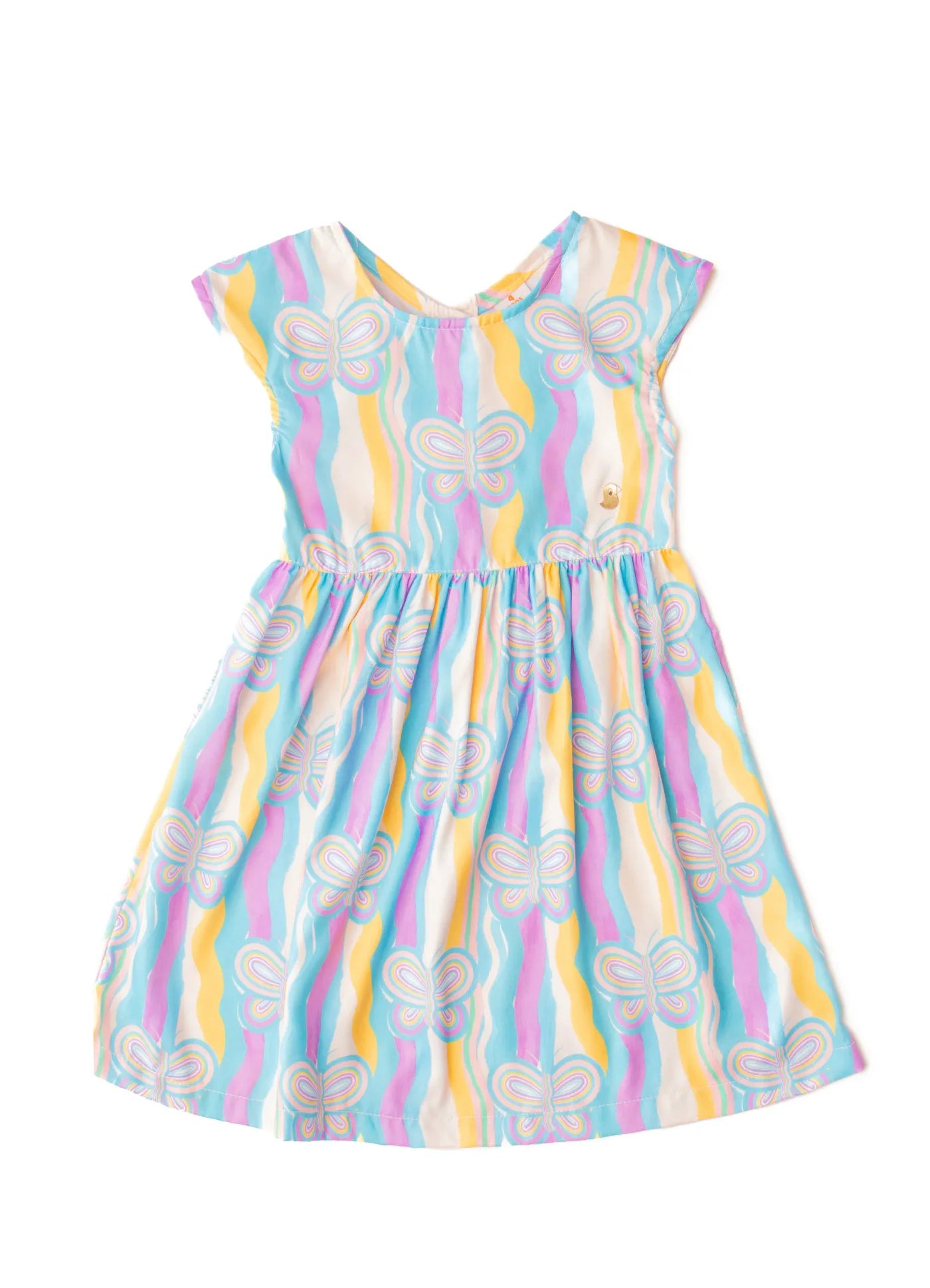VESTIDO NAS ONDAS DO CEU EST BORCOLETAS AZUL/ROXO