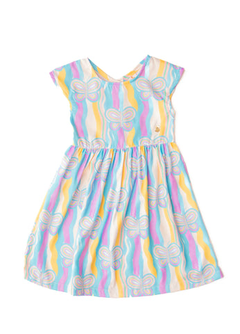 VESTIDO NAS ONDAS DO CEU EST BORCOLETAS AZUL/ROXO