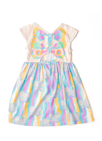 VESTIDO NAS ONDAS DO CEU EST BORCOLETAS AZUL/ROXO