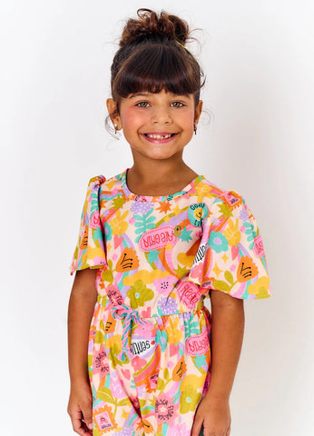 MACAQUINHO FEM EST DOCURA FLORAL ROSA/OFF WHITE