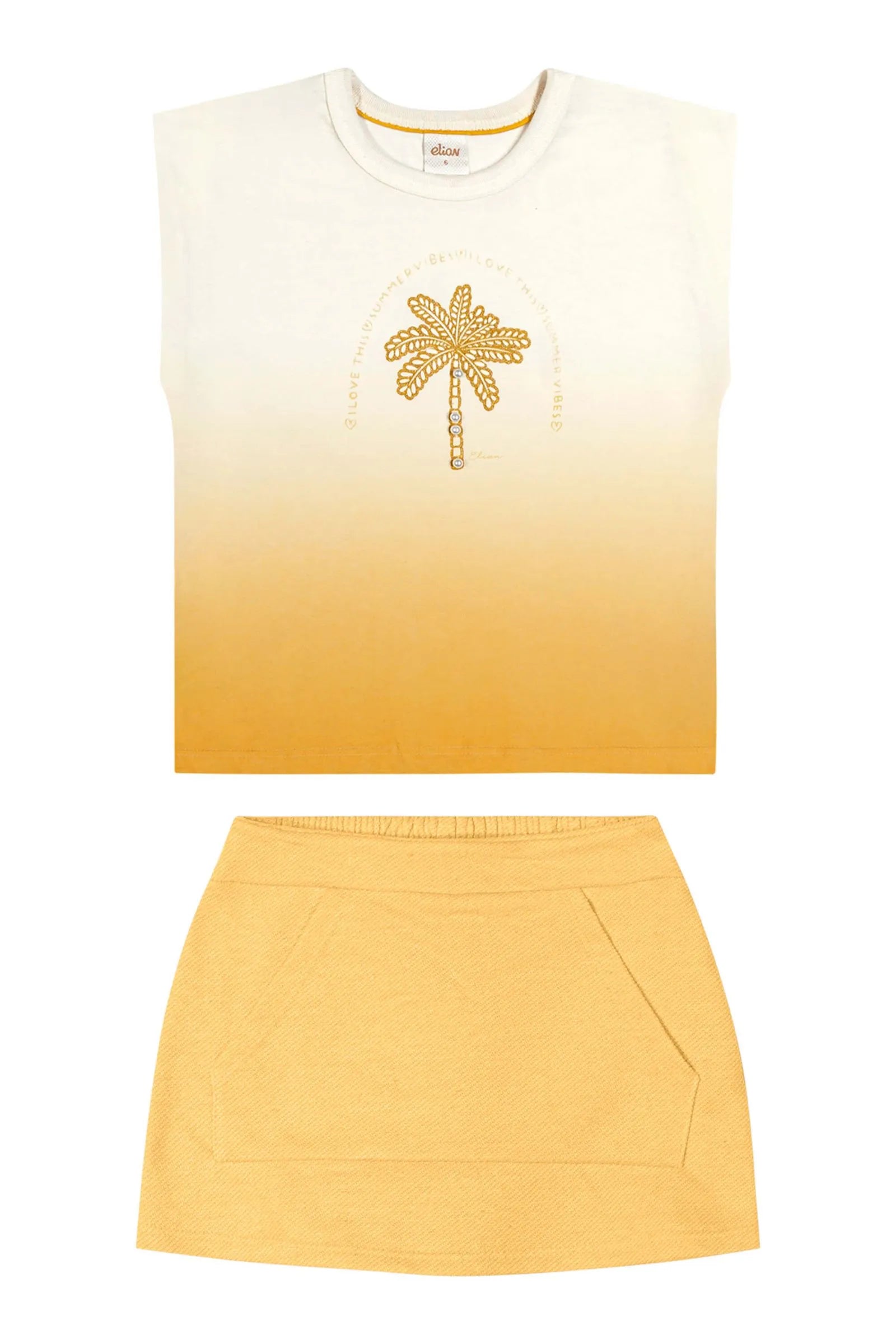 CONJ FEM BL COQ PEROLA E SHORT SAIA MLT OFF WHITE