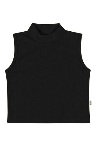 REGATA CROPPED FEM GOLA ALTA RIB CANEL PRETO