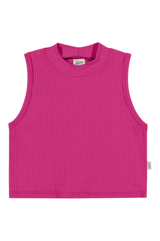 REGATA CROPPED FEM GOLA ALTA RIB CANEL ROSA PINK