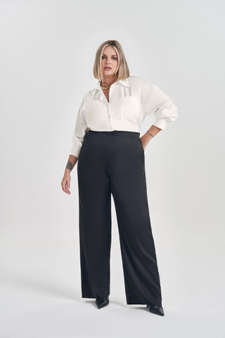 CAMISA FEM ML OVERSIZED EM PLANO CETIM OFF WHITE