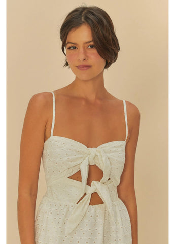 VESTIDO LAISE PASSARO EM FLOR BRANCO
