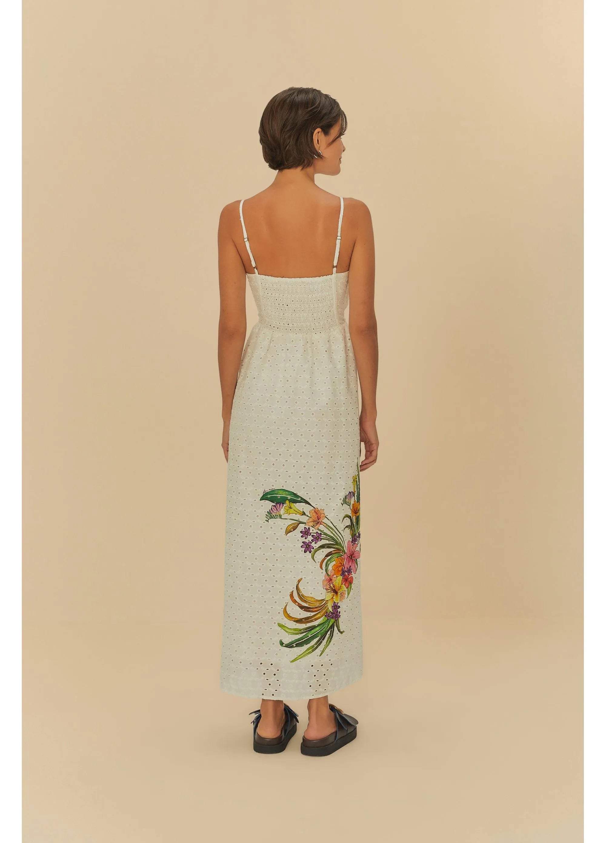 VESTIDO LAISE PASSARO EM FLOR BRANCO