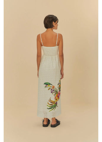 VESTIDO LAISE PASSARO EM FLOR BRANCO