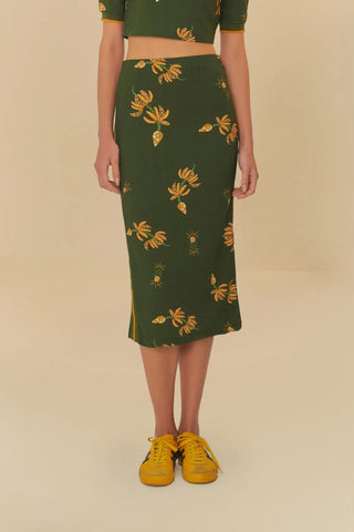 SAIA MIDI FEM BRILHO DE BANANA MILITAR
