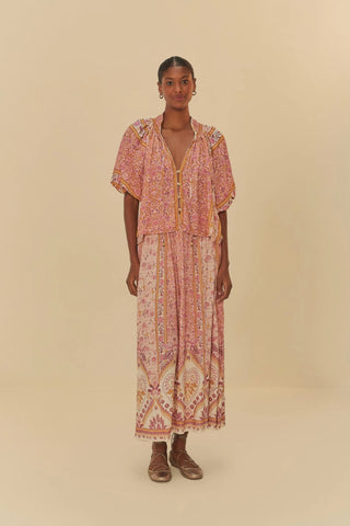 SAIA FEM GODE NO MEU JARDIM OFF WHITE/ROSA