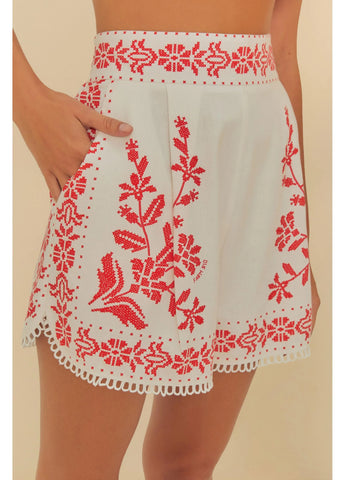SHORT FEM RELICARIO TROPICAL BRANCO