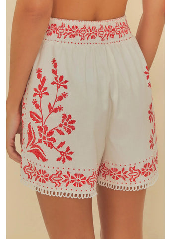 SHORT FEM RELICARIO TROPICAL BRANCO