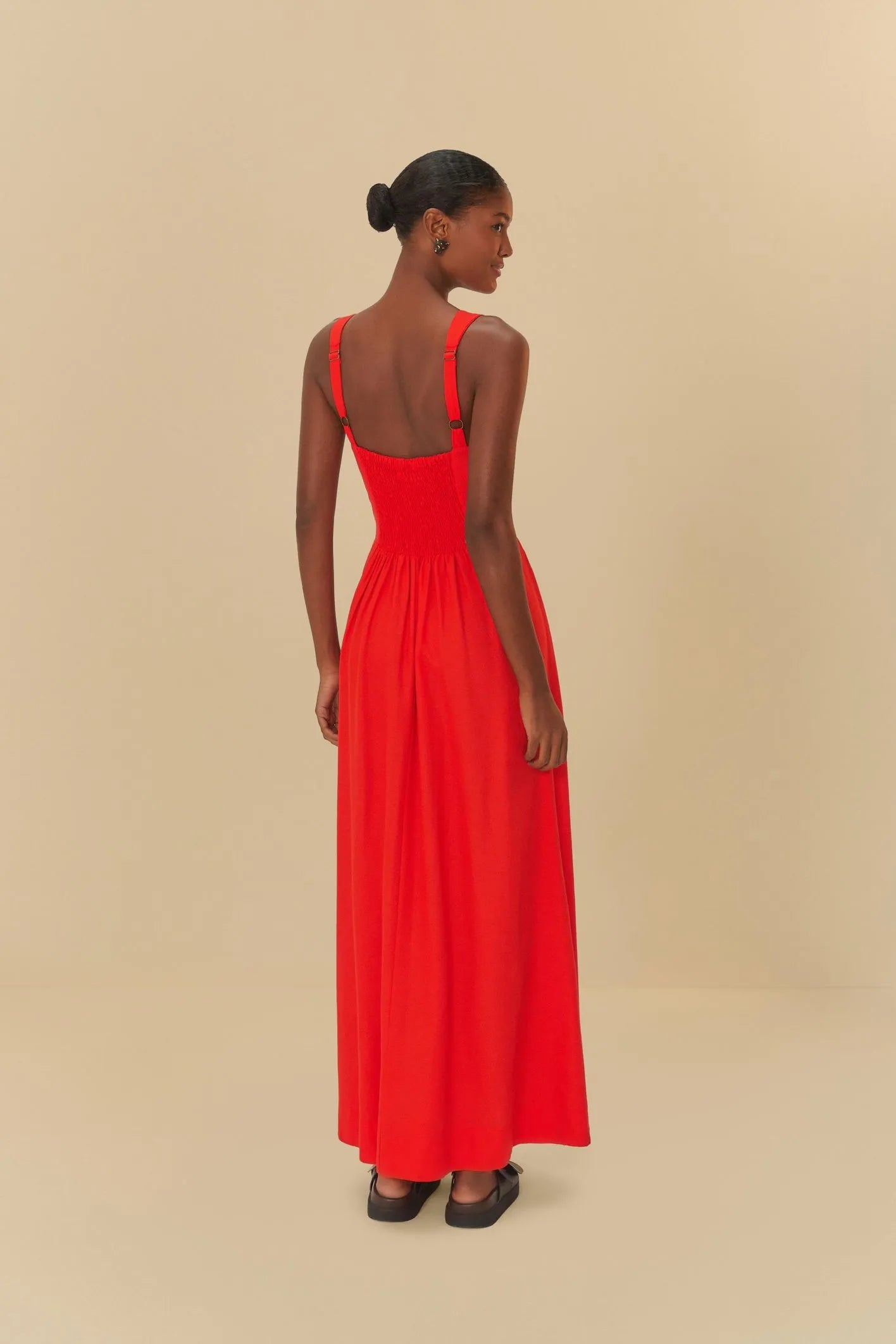 VESTIDO LONGO RELICARIO BORDADO TROPICAL VERMELHO
