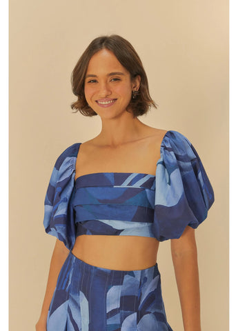 TOP FEM AQUARELA FLORAL AZUL