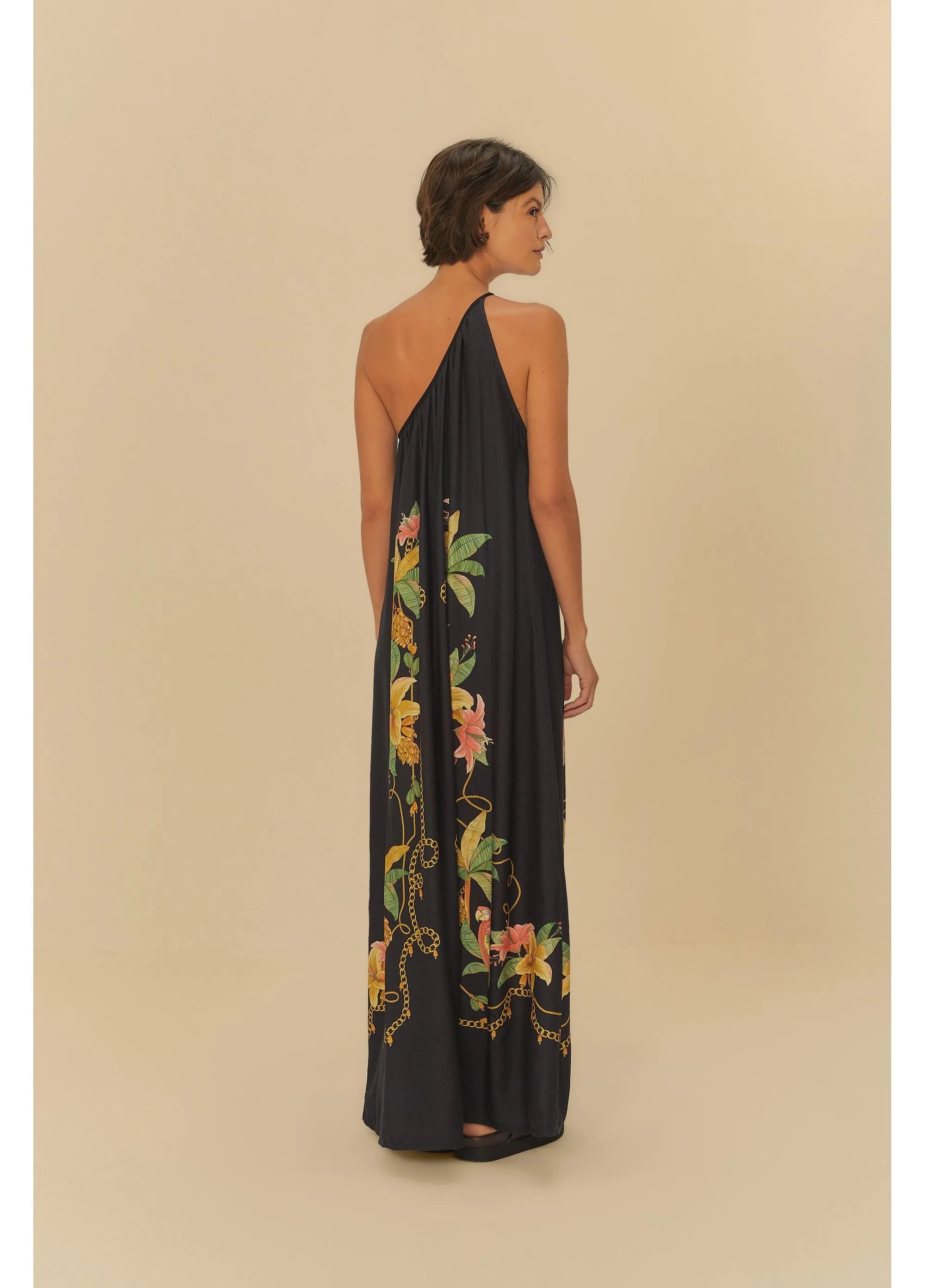 VESTIDO LONGO RIQUEZA TROPICAL PRETO