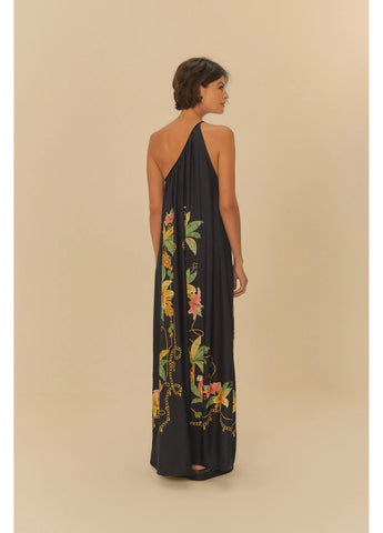 VESTIDO LONGO RIQUEZA TROPICAL PRETO